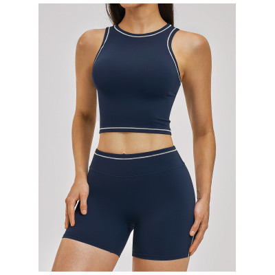 Custom Yoga Vest|Wholesale Nude-feel shockproof color-blocked yoga bra fitness running sports