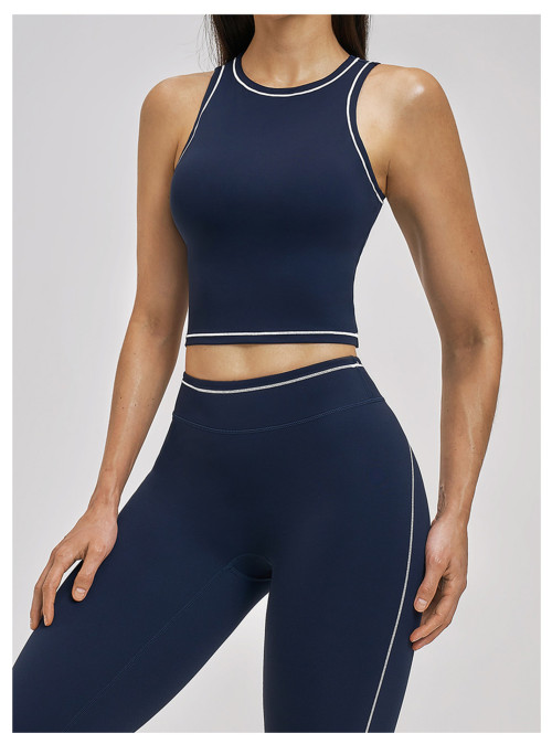 Custom Yoga Vest|Wholesale Nude-feel shockproof color-blocked yoga bra fitness running sports