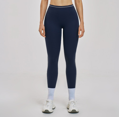 Custom yoga leggings|Wholesale Color-blocked yoga pants high-waiste quick-drying for outdoor cycling