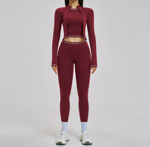 Custom Yoga Sets|Wholesale Color-blocked yoga set nude-like slimming shockproof suitable for outdoor