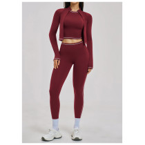 Custom Yoga Sets|Wholesale Color-blocked yoga set nude-like slimming shockproof suitable for outdoor