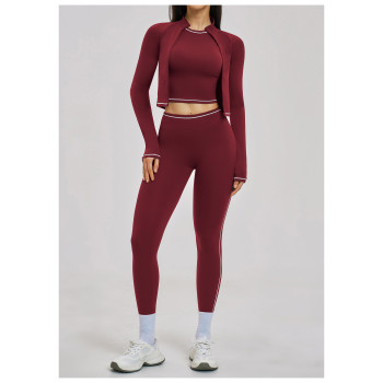 Custom Yoga Sets|Wholesale Color-blocked yoga set nude-like slimming shockproof suitable for outdoor