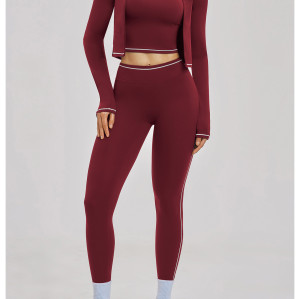 Custom Yoga Sets|Wholesale Color-blocked yoga set nude-like slimming shockproof suitable for outdoor