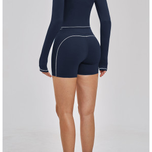 Custom Yoga Sets|Wholesale Color-blocked yoga Sets stand-up collar windproof zip-up jacket fitness