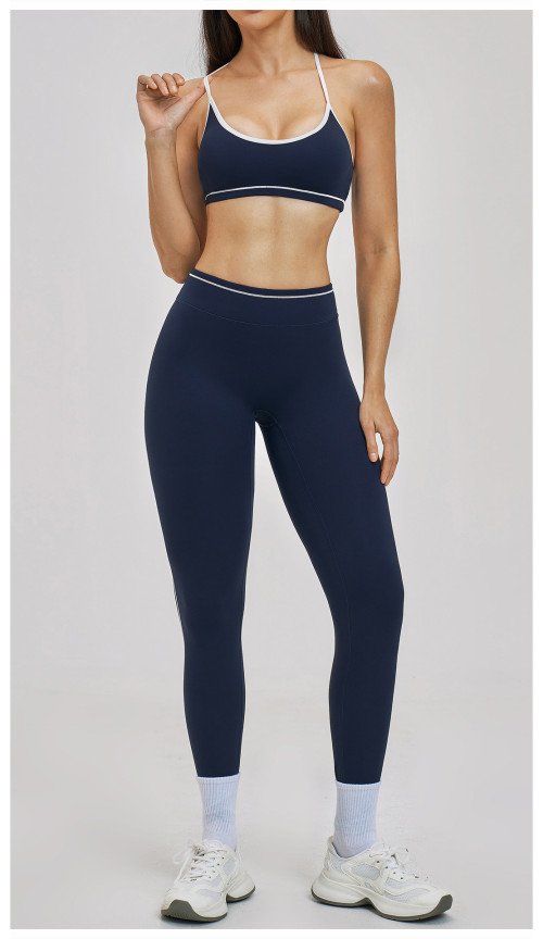 Custom Yoga Sets|Wholesale Color-blocked bodycon yoga suit for outdoor running