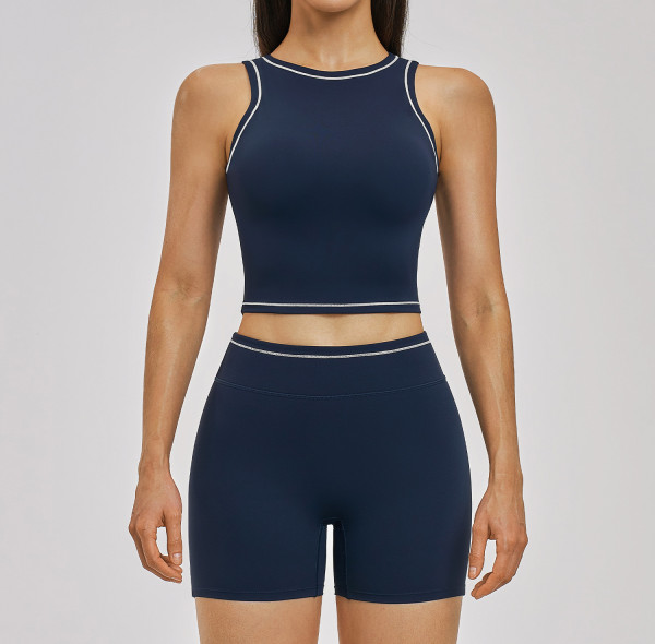 Custom Yoga Sets|Wholesale Women's outdoor running tracksuit, slimming color-blocked yoga set