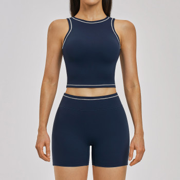 Custom Yoga Sets|Wholesale Women's outdoor running tracksuit, slimming color-blocked yoga set