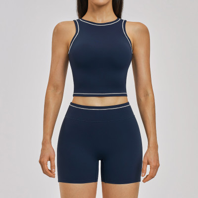 Custom Yoga Sets|Wholesale Women's outdoor running tracksuit, slimming color-blocked yoga set