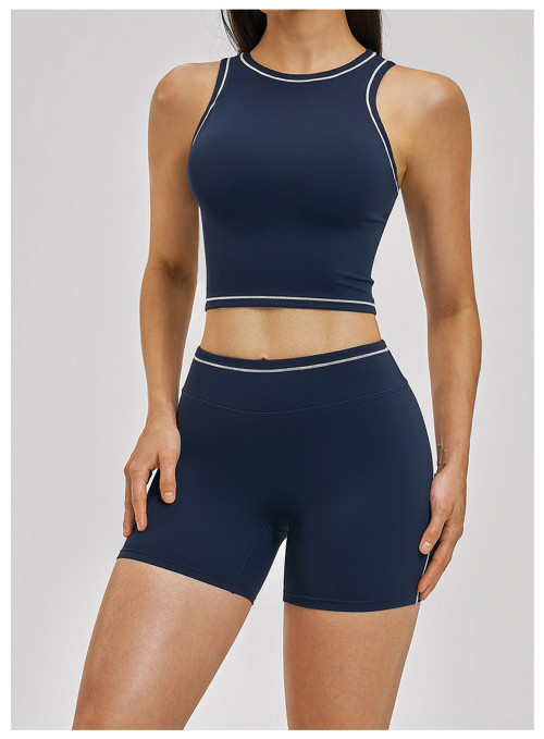 Custom Yoga Sets|Wholesale Women's outdoor running tracksuit, slimming color-blocked yoga set