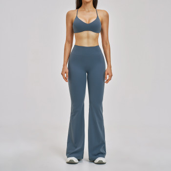 Custom Yoga Sets|Wholesale Beautiful back yoga set  brushed fashion micro-fitness sports set