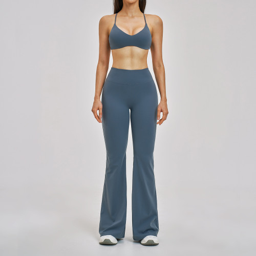 Custom Yoga Sets|Wholesale Beautiful back yoga set  brushed fashion micro-fitness sports set