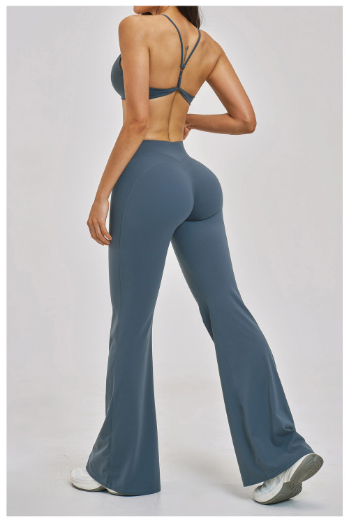 Custom Yoga Sets|Wholesale Beautiful back yoga set  brushed fashion micro-fitness sports set