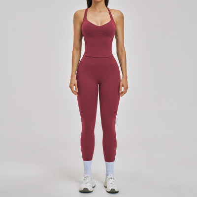 Custom Yoga Sets|Wholesale yoga sets Cross-back high-end fitness set for outdoor leisure