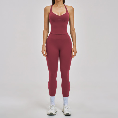 Custom Yoga Sets|Wholesale yoga sets Cross-back high-end fitness set for outdoor leisure