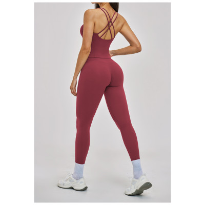 Custom Yoga Sets|Wholesale yoga sets Cross-back high-end fitness set for outdoor leisure