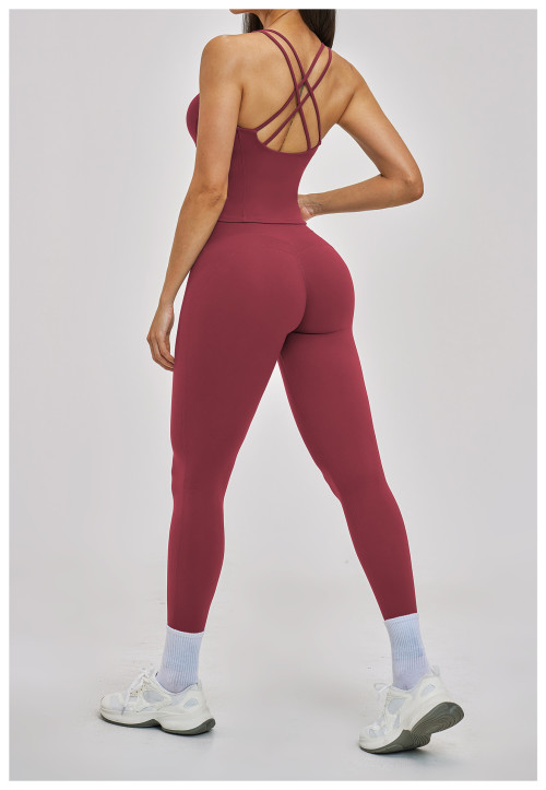 Custom Yoga Sets|Wholesale yoga sets Cross-back high-end fitness set for outdoor leisure