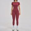 Custom Yoga Sets|Wholesale Yoga Set Round Neck Brushed Fit Pilates Yoga Clothes Outdoor