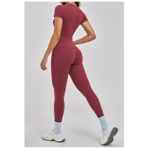 Custom Yoga Sets|Wholesale Yoga Set Round Neck Brushed Fit Pilates Yoga Clothes Outdoor