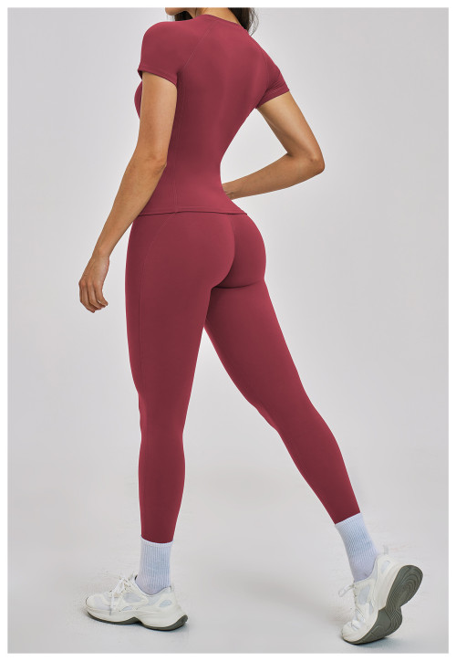 Custom Yoga Sets|Wholesale Yoga Set Round Neck Brushed Fit Pilates Yoga Clothes Outdoor