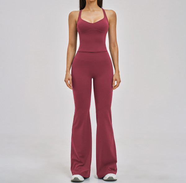 Custom Yoga Sets|Wholesale Yoga Set with Cross-Back Beauty Pilates Exercise Set for Women Running