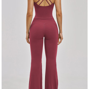 Custom Yoga Sets|Wholesale Yoga Set with Cross-Back Beauty Pilates Exercise Set for Women Running