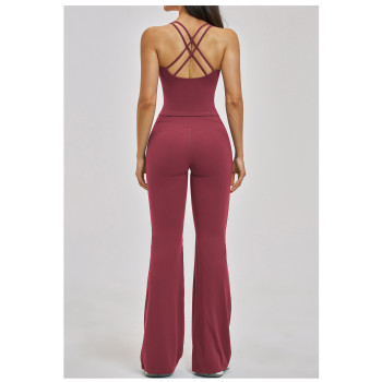 Custom Yoga Sets|Wholesale Yoga Set with Cross-Back Beauty Pilates Exercise Set for Women Running