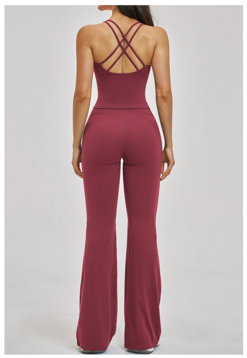 Custom Yoga Sets|Wholesale Yoga Set with Cross-Back Beauty Pilates Exercise Set for Women Running