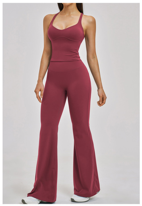 Custom Yoga Sets|Wholesale Yoga Set with Cross-Back Beauty Pilates Exercise Set for Women Running