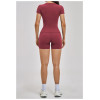 Custom Yoga Sets|Wholesale Brushed short-sleeved tracksuit for women, suitable for yoga and fitness