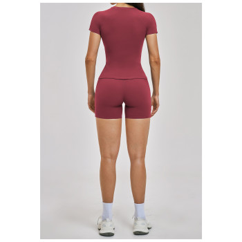 Custom Yoga Sets|Wholesale Brushed short-sleeved tracksuit for women, suitable for yoga and fitness