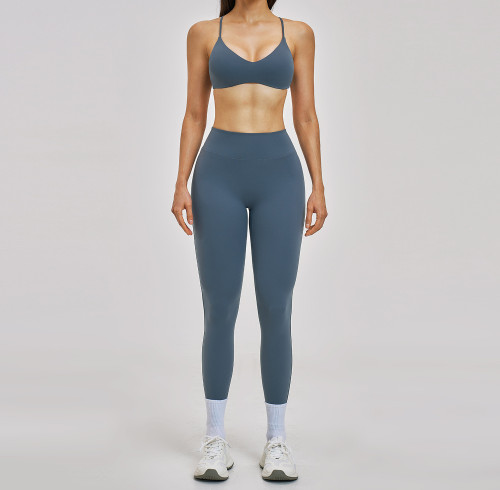 Custom Yoga Sets|Wholesale Sporty brushed backless suit, high-end fashion yoga wear, running outfit