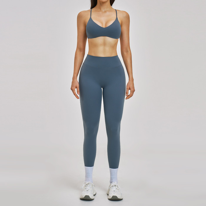 Custom Yoga Sets|Wholesale Sporty brushed backless suit, high-end fashion yoga wear, running outfit