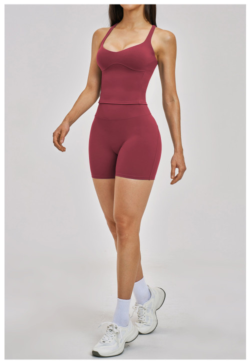 Custom Yoga Sets|Wholesale Cross-back yoga wear cross-border shock-absorbing outdoor casual vest set