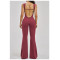 Custom jumpsuits|Wholesale Yoga backless bodysuit with a slight flare slimming one-piece yoga outfit