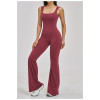 Custom jumpsuits|Wholesale Yoga backless bodysuit with a slight flare slimming one-piece yoga outfit
