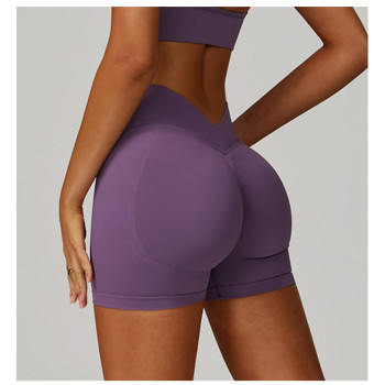 Custom Sports Shorts|Seamless yoga shorts for women Supplier V-shaped waistband suitable for running