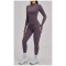 Custom Yoga Sets|Wholesale Zippered casual yoga set for women, brushed finish, for outdoor cycling