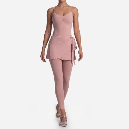 Custom Yoga Sets|Wholesale Tank top with thin shoulder straps and adjustable front pleats