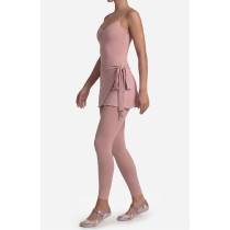 Custom Yoga Sets|Wholesale Tank top with thin shoulder straps and adjustable front pleats