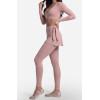Custom Yoga Sets|Wholesale Long-sleeved gym outfit with front crossover style ballet style