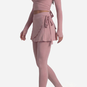 Custom Yoga Sets|Wholesale Long-sleeved casual fitness bra set with strappy yoga top ballet style