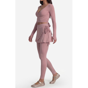 Custom Yoga Sets|Wholesale Long-sleeved casual fitness bra set with strappy yoga top ballet style
