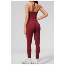 Custom Yoga Sets|Wholesale High-waisted butt-lifting sports set with a halter V-neck top fitness