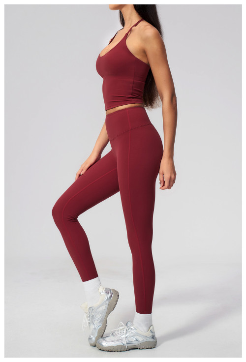 Custom Yoga Sets|Wholesale High-waisted butt-lifting sports set with a halter V-neck top fitness