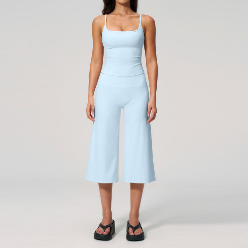 Custom Yoga Sets|Wholesale New high-waisted quick-drying casual mid-length yoga tank and shorts set