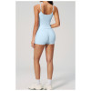 Custom Yoga Sets|Wholesale Brushed-finish yoga tank top and butt-lifting shorts suitable for outdoor