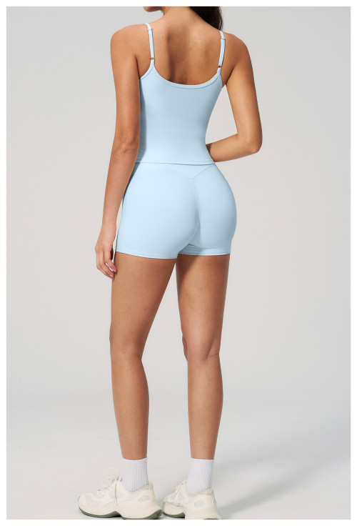 Custom Yoga Sets|Wholesale Brushed-finish yoga tank top and butt-lifting shorts suitable for outdoor