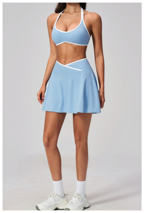 Custom Yoga Sets|Wholesale Breathable Outdoor Sports Tennis Skirt & High-Waisted Fitness Yoga Set