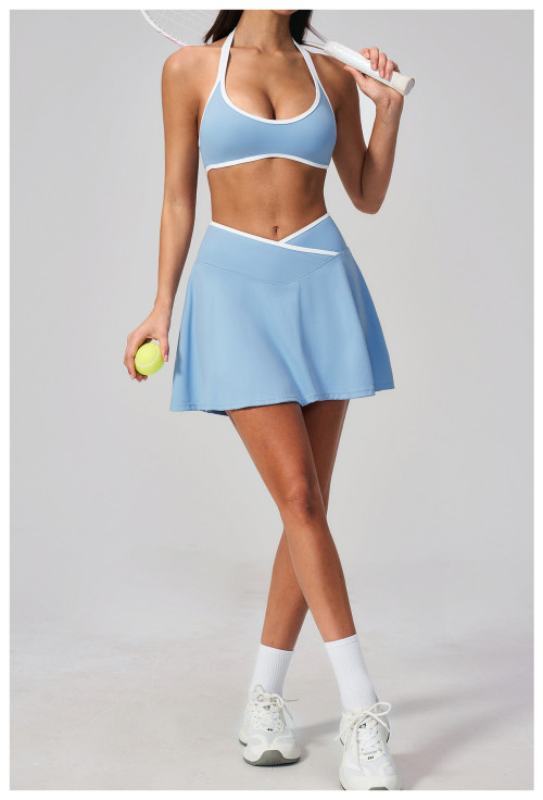Custom Yoga Sets|Wholesale Breathable Outdoor Sports Tennis Skirt & High-Waisted Fitness Yoga Set