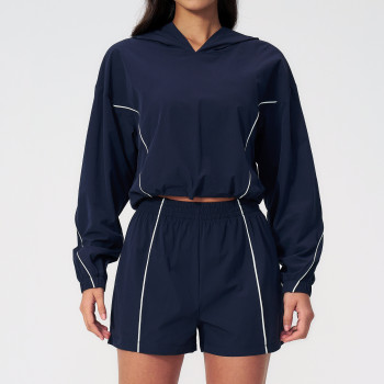 Custom Yoga Sets|Wholesale Women's Color-Block Outdoor Casual Sports Sun-Protection Clothing Set